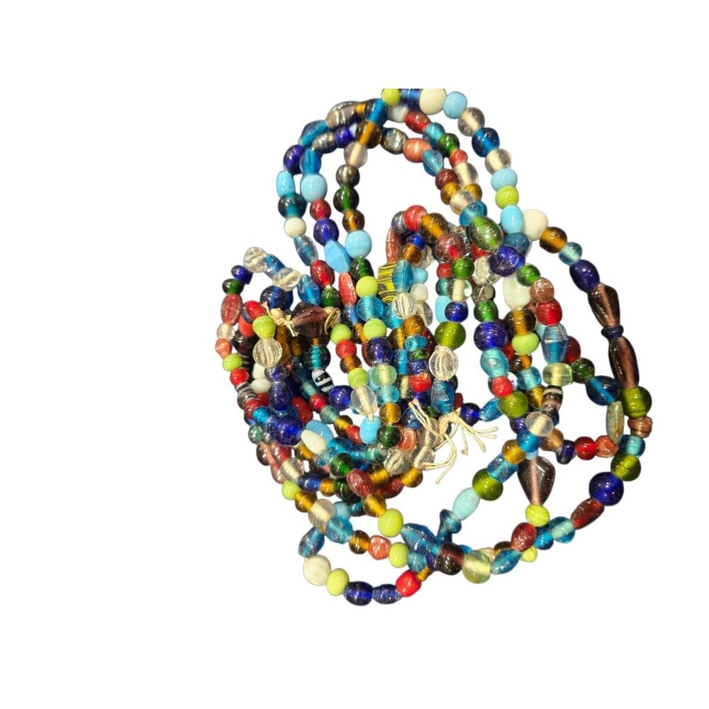 Vintage 3 Attached Strands Of Assorted Glass Beads (A8843)